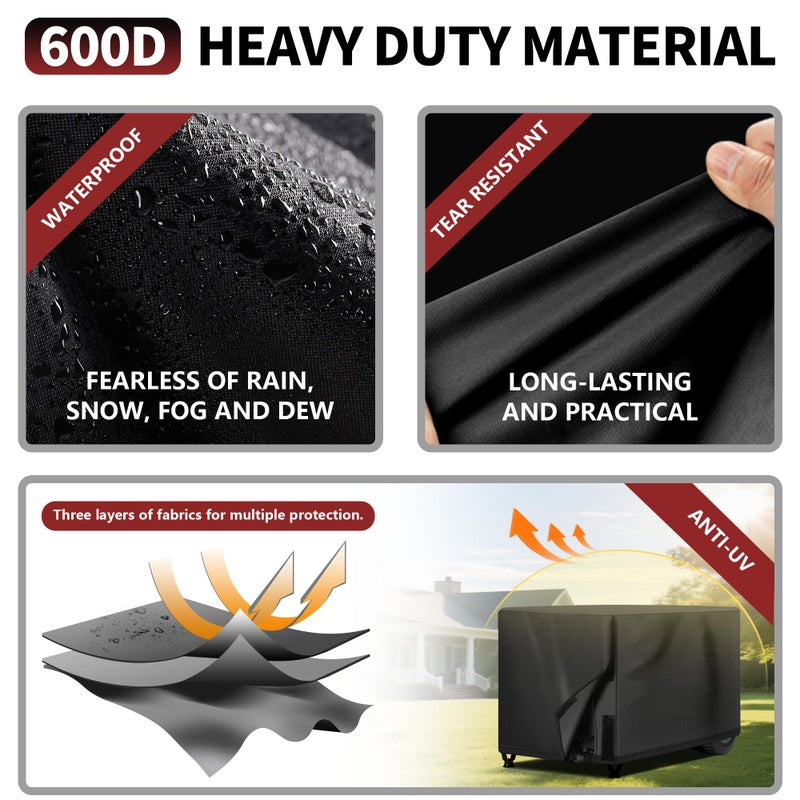 NEXCOVER Waterproof Universal Generator Cover - Weather/UV Resistant Cover 26 x 20 x 20 inch  for Most Portable Generators 3000-5000 Watt  Black - Image 3